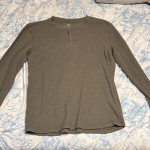 Olive Long Sleeve Henley Shirt
